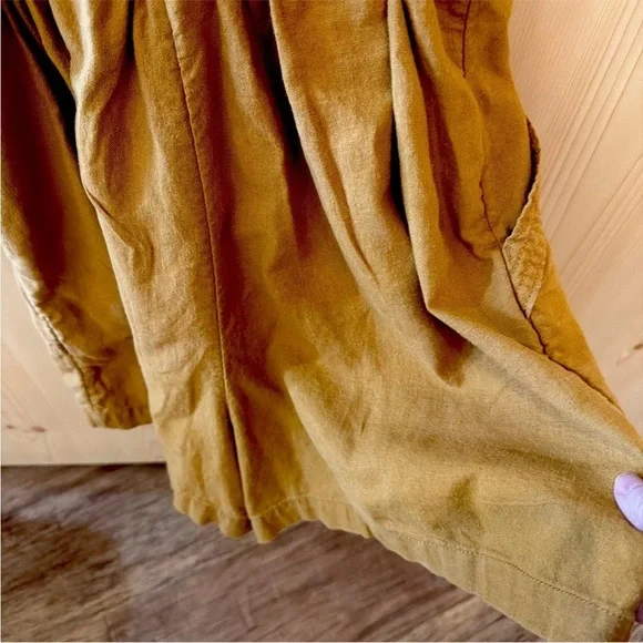 Old Navy M Mustard Jumper Wide Strap Deep Pockets Boho Utility Back Smocking - Picture 16 of 16